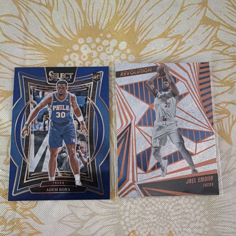Panini 2024-25 76ers Select/Revolution Bona RC #97 Embiid #95 Lot 2