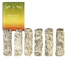White Sage Smudge Sticks – 4" Bundles with Smudge Guide for Cleansing, 6 Pack