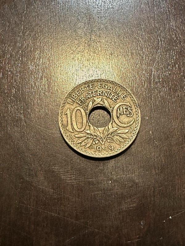 1919 Post-WWI France Cupronickel 10 Centimes Paris Mint Coin XF