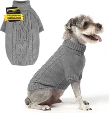 Dog Sweater - Fleece Pullover Knitwear with Leash Hole, Turtleneck Fall Dog Holi