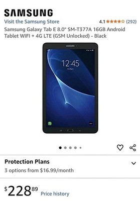 Samsung Galaxy Tab A8 Unlocked SM-T387AA 32 GB, Wi-Fi, 4G 8in -Black (AT&T)