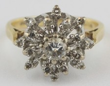 Vintage 18ct Gold Diamond Cluster Ring 0.25ct Centre London 1969 Size K 4.31g