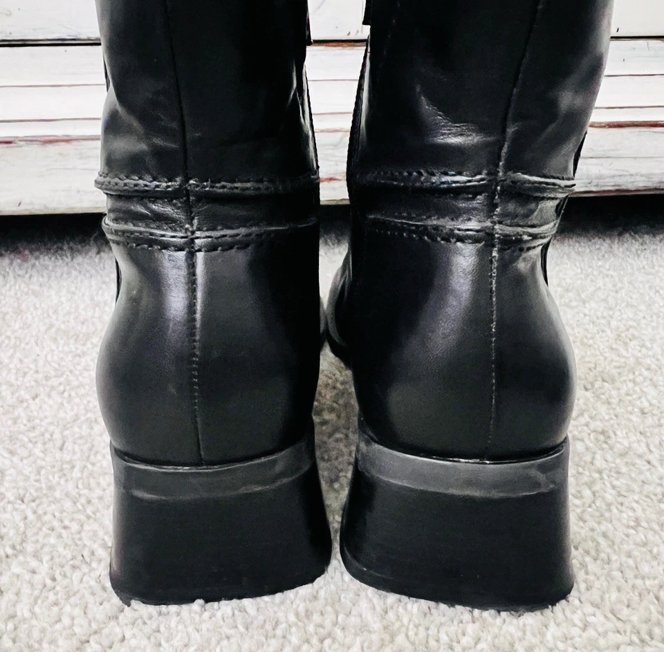 Botines Easy Spirit Rouget de cuero negro punta cuadrada cremallera lateral tacón bajo - talla 6,5 Foto 3 de 4