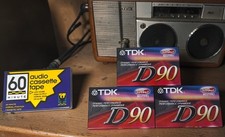 TDK D90 Standard Audio Cassette A00808-20 Lot Of 3 60 Minute Low Noise Single