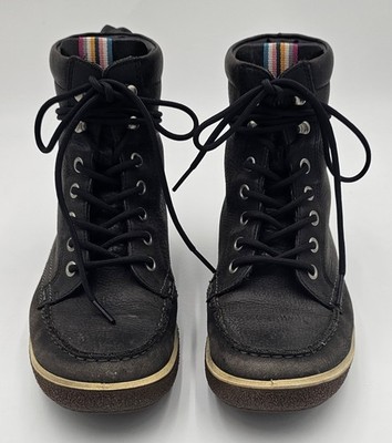 Ecco Black Leather Combat Boots Women main image 3