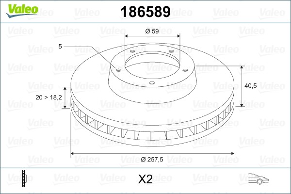 Disque de frein VALEO 186589 ventilé à haute dissipation thermique pour un freinage progressif