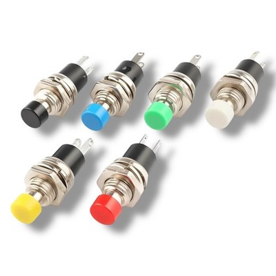   6x Einbau Mini Taster 12V 120V Drucktaster Push Button Schalter 2Pin farbig  
