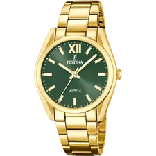 Festina Women's Elegance & Functionality Green Dial Watch with 316L Stainless