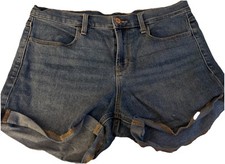 WOMENS OLD NAVY WOW CUT OFF CUFFED DENIM SHORTS-SIZE 8-MEDIUM BLUE
