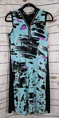 Jamie Sadock Teal Pleated Crinkle Golf Tennis Dress M 1/4 Zip Lined Pickleball