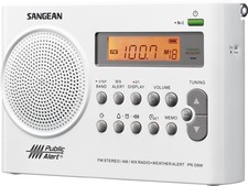 Sangean PR-D9W Portable AM/FM/NOAA Alert Radio with Rechargeable Battery   White