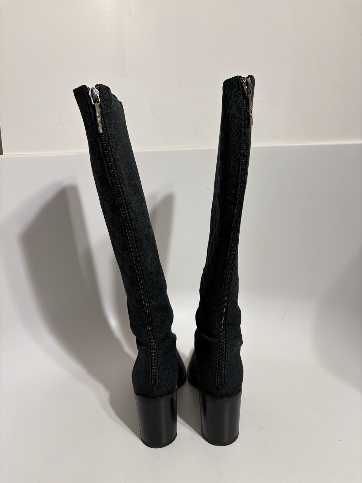 Vtg Gucci by Tom Ford Black Canvas Monogram Boots 37 thumbnail 3