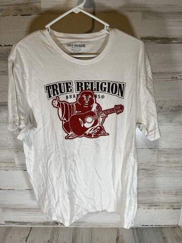 True Religion Men's Buddha Ink Logo Graphic Tee T-Shirt in White M's XL