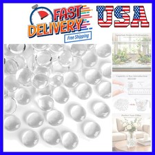 50PCS Clear Flat Glass Beads, Vase Fillers Flat Glass Marbles for DIY Crafts,...