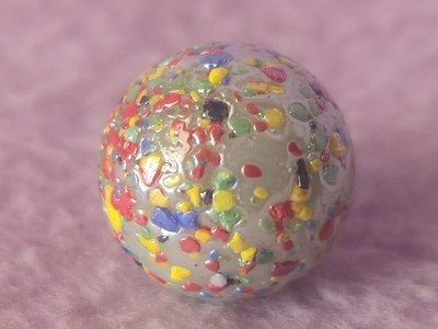 VTG White Confetti Glass Marble Multi Color Splatter End of Day 5/8 Inch 0.62