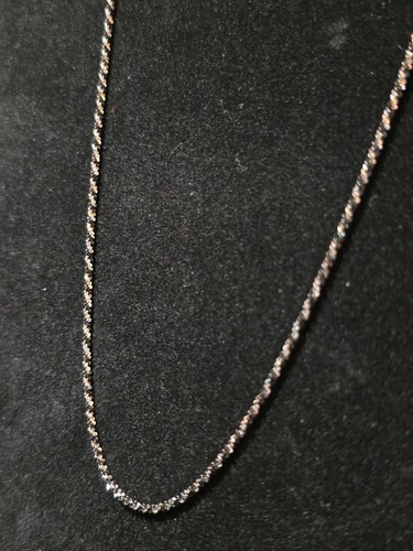925 Sterling Silver Twisted Rock Black/Silver Chain 20" New Made in Italy - Picture 2 of 3