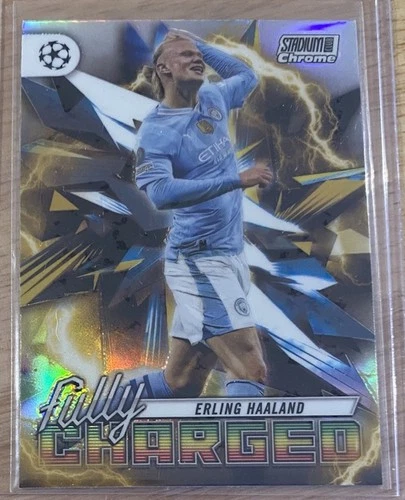 Erling Haaland 2023-24 Topps Stadium Club Chrome UEFA CC Fully Charged Refractor