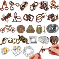 24 Pcs Metal Brain Teaser Puzzles Assortment for Adults Difficult Magic Puzzles