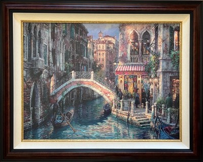 CAO YONG - OVER THE BRIDGE - HE 30'' X 40'' HAND EMBELLISHED GICLEE CANVAS w/COA