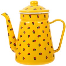 Yellow Enamel Coffee Pot Multipurpose Teapot Kitchen Camping Kettle
