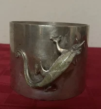 1940s WOLMAR CASTILLO Silver Plated & Jade Lizard Wine Holder RARE