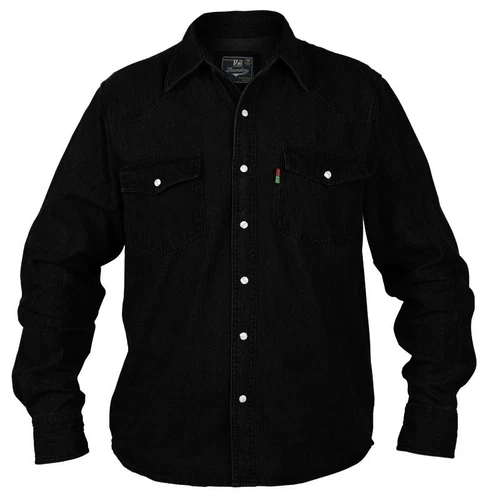 Superb Quality New Mens Duke Western Denim Shirt Black