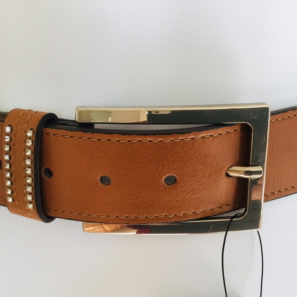 NWT BERGE Leather Belt Women M Silver Buckle Made In Italy  display picture 1