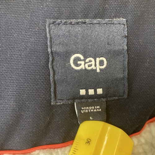 Gap Coat Womens Large Lined Jacket Blue Fuzzy Parka Hooded Medium Length - Picture 7 of 15