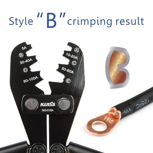 IWISS Crimping Plier Tools U Type Terminal Crimping Plier for Crimp 5A to 100A - Zdjęcie 3 z 7