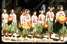 sl03 Original Slide 1950's Red Kodachrome Hawaii hula girls 671a