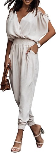 Dokotoo Jumpsuit for Womens Dressy Casual 2024 One Piece Romper Cold Shoulder Ou