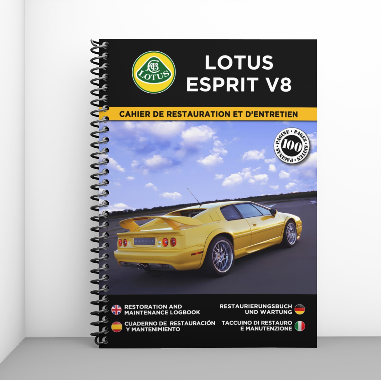 Cahier de restauration Lotus Esprit V8 pour suivi entretien de votre voiture de sport