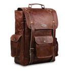 Vintage Genuine Leather Backpack 17" Laptop Rucksack Handmade Brown Travel Bag