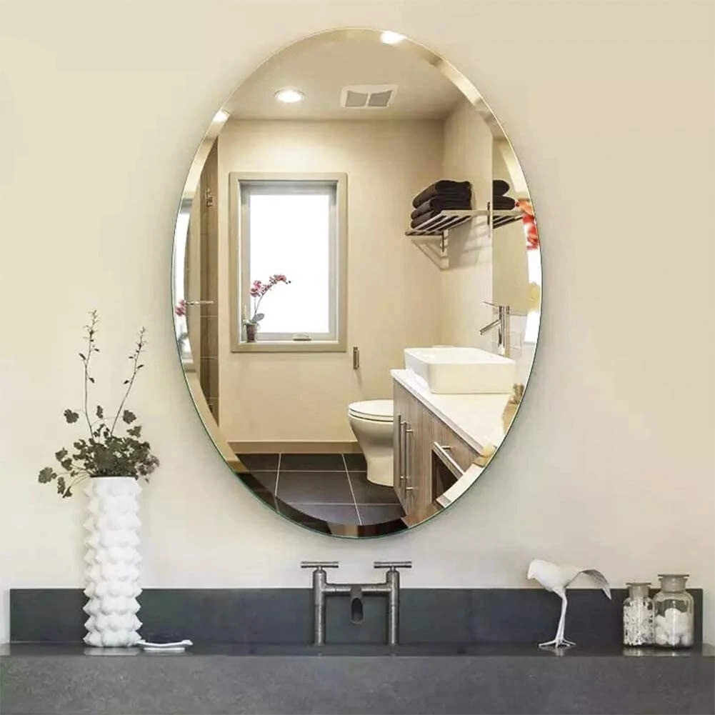 Fab Glass and Mirror Oval Beveled Polish Frameless Wall