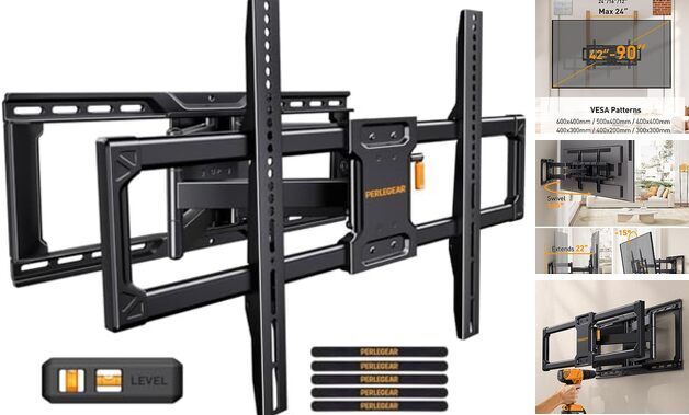 UL-Listed Full Motion TV Wall Mount for 42–90 Inch TVs up to 150 lbs, Pre