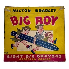 Vintage 1930s Milton Bradley Big Boy Eight Big Crayons Box