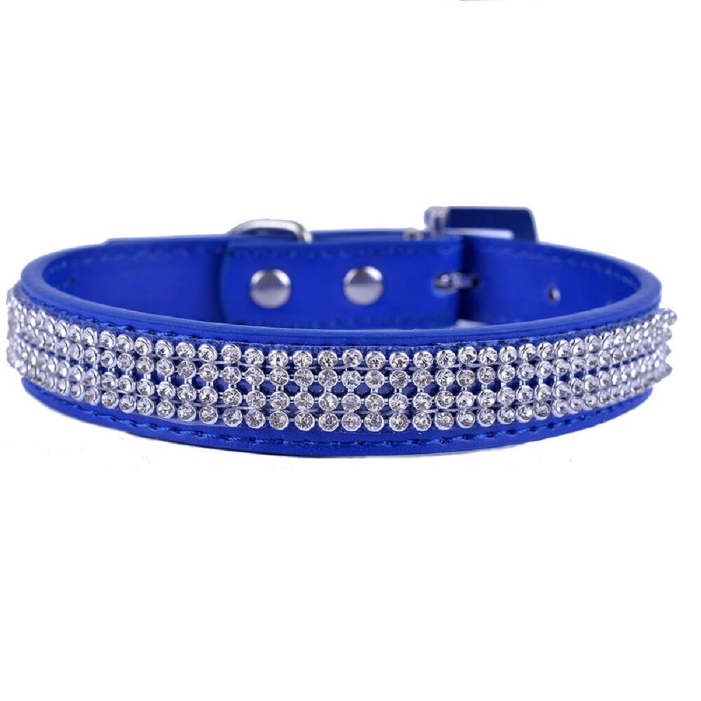 Diamante Dog Collar Rhinestone PU Leather For Puppy Dogs Cats