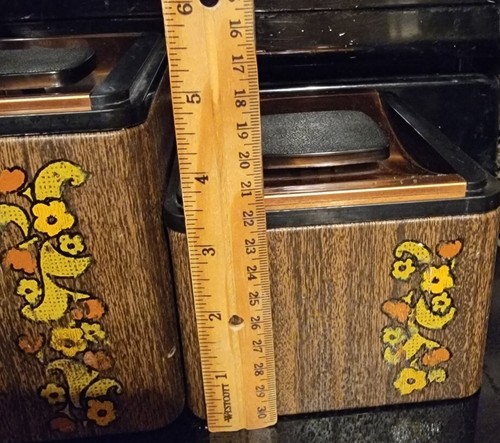 Vtg Aluminum Kromex Nesting Canister Set Copper Lids Floral 70's Groovy Pallet - Picture 16 of 19