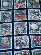 Joan Kessler Concord VTG Secrets of the Garden -Seed Packets Fabric BTY
