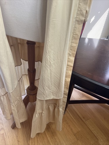 Anthropologie Maeve Oatmeal Cream  Color Long Midi 3/4 Puff Sleeve Dress Sz 16 - Picture 20 of 24