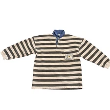 Vintage 90s GAP Challenge Collared Sweatshirt Striped size Medium Preppy rugby