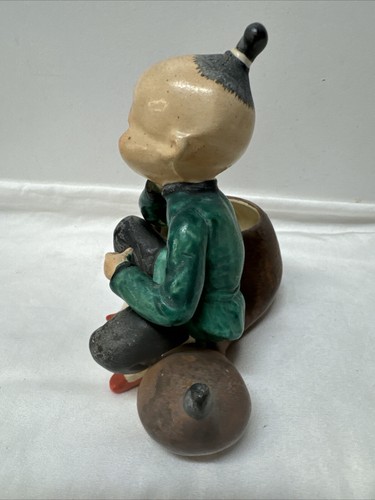 Vintage Japanese Man Sitting on Gourd Planter Rosseti Occupied Japan - Picture 4 of 10