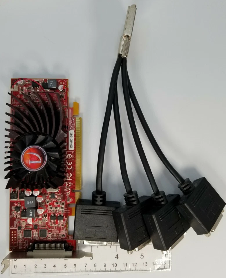 VisionTek AMD HD 5570 1GB VHDCI Quad DVI 4 Monitors Windows 10 Video Card SFF - Image 4 of 4