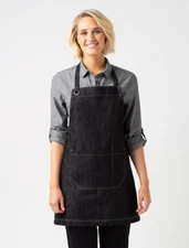 Black Jeans Bib Apron 2 Pockets Waiter Waitress Restaurant for Man/Woman Uniform