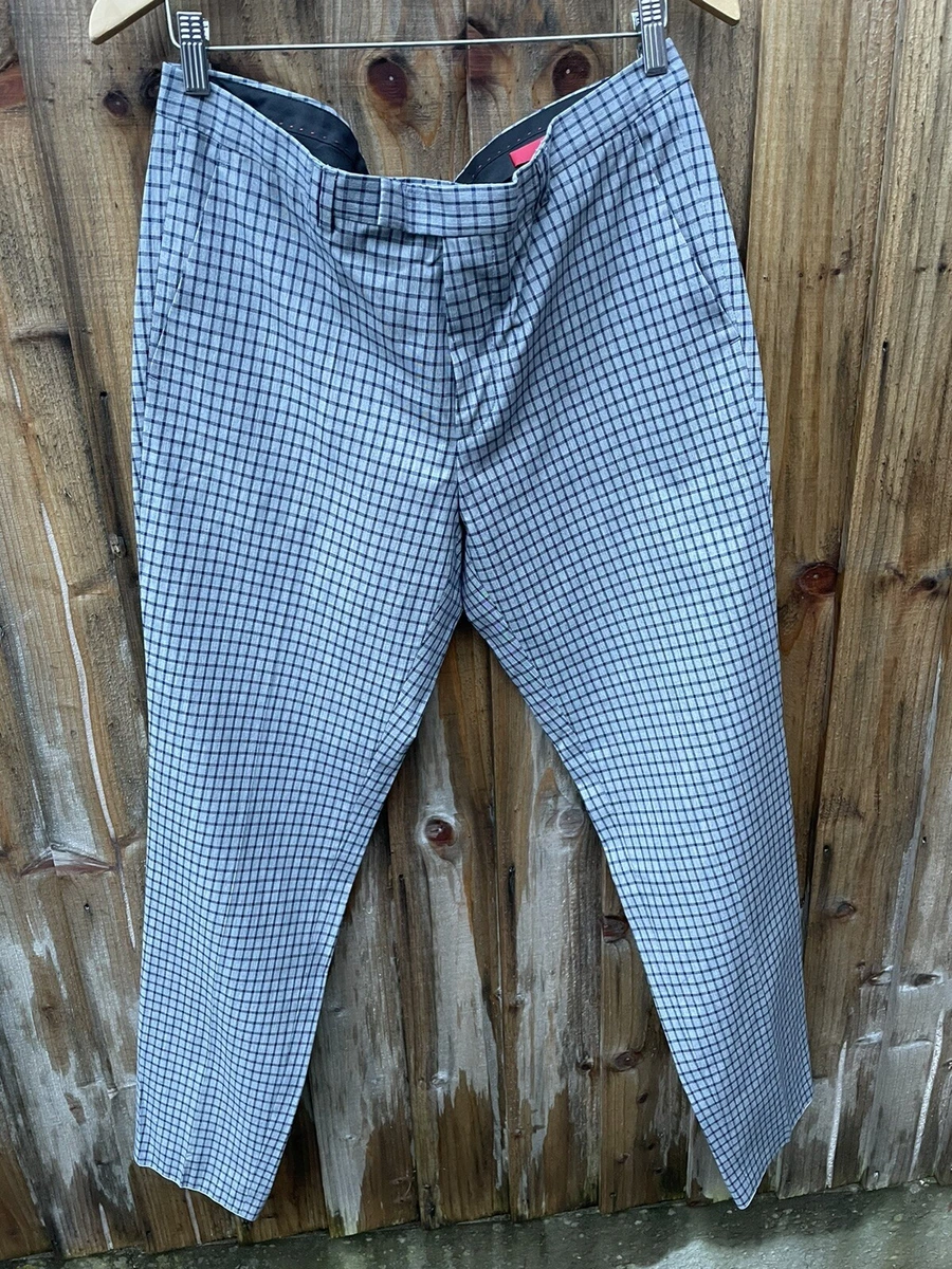 HUGO Hugo Boss Trousers Check Smart Formal Blue Size 50 34W Brand New With Tags