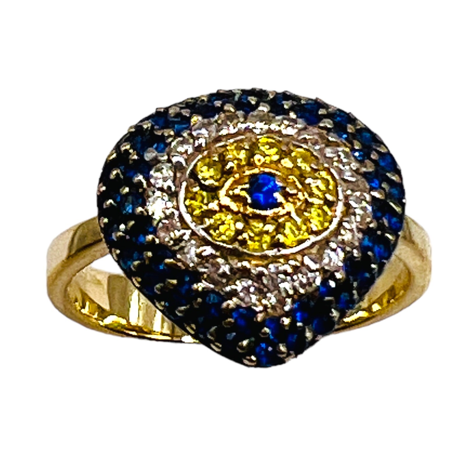 Solid 14k Yellow Gold Evil Eye Multi Gemstone Clu… - image 5