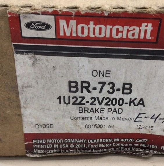 Motorcraft BR-73-B Disc Brake Pad Set Rear Ford 1U2Z-2V200