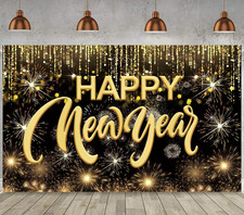 Happy New Year Hanging Extra Large Fabric Sign 43.3 inches x 70.8
