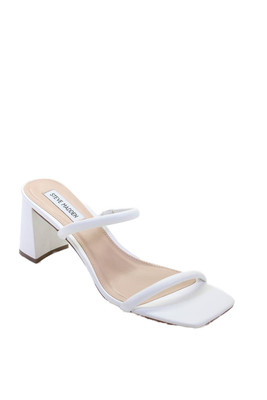 Steve Madden Womens Square Toe Block Heels Sandals Shoes White Size 9.5M