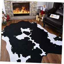 Faux Cowhide Rug 4 x 3 Feet, Medium Cow Rug Thickened Cow Print Rug, Non-Slip